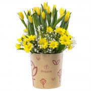 Sombrerera 3R Natural Grande con 15 Tulipanes y Flores