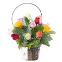 Canasta con 15 Rosas Variadas Rosatel