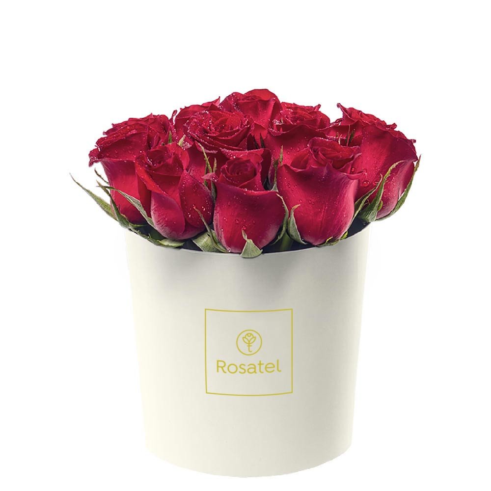 Sombrerera Crema Mediana con 12 Rosas Rosatel