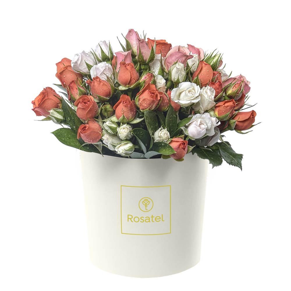 Sombrerera Crema Mediana con Mini Rosas Rosatel