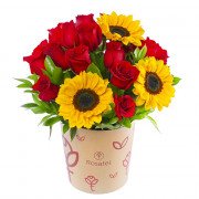 Sombrerera 3R Natural Grande Rosas y Girasoles