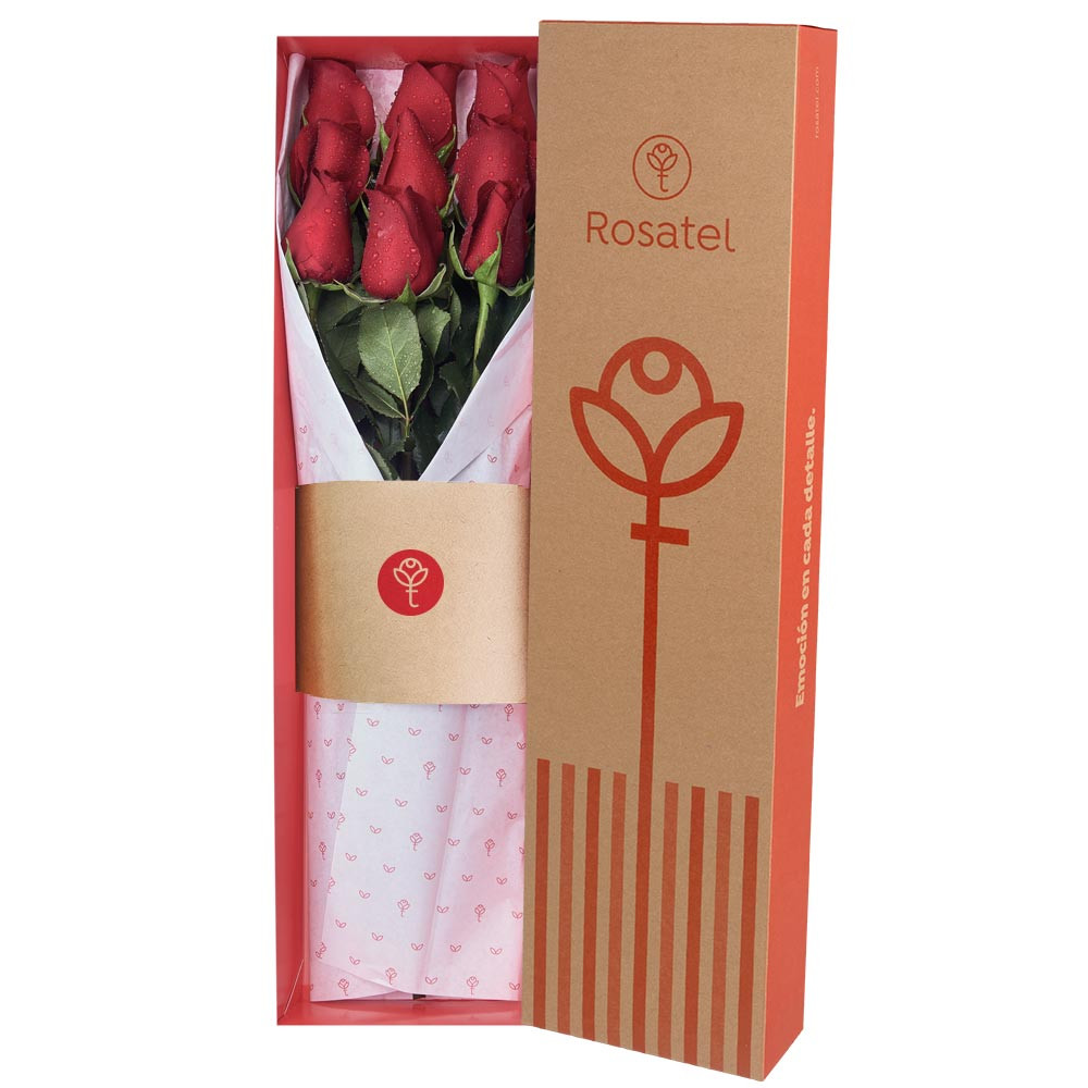 Caja Rosatel Natural 9 Rosas Rojas Rosatel