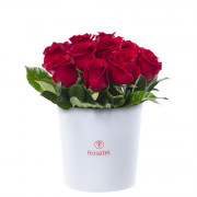 Sombrerera Blanca con 15 Rosas Rojas