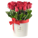 Sombrerera Crema Grande con 25 Rosas Rojas Rosatel