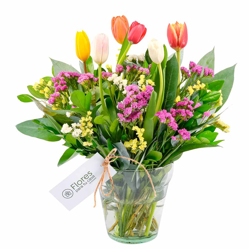 Arreglo con Tulipanes y Flores de Temporada Rosatel