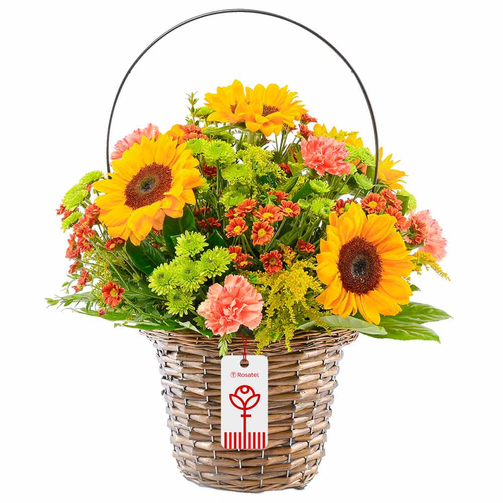 Canasta con Girasoles y Flores Rosatel