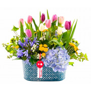 Arreglo Vintage Encanto de Tulipanes