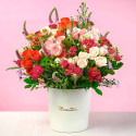 Sombrerera Crema Mediana con Mini Rosas y Flores Rosatel