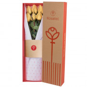 Caja Natural con 6 Rosas Amarillas