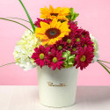 Sombrerera Crema Mediana con Girasoles y Hortensias Rosatel