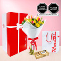 Ramo tulipanes y chocolates ferrero Rosatel