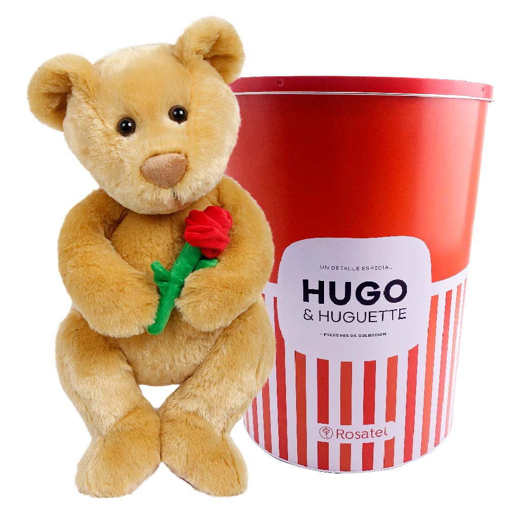 Peluches grandes Hugo con rosa Rosatel
