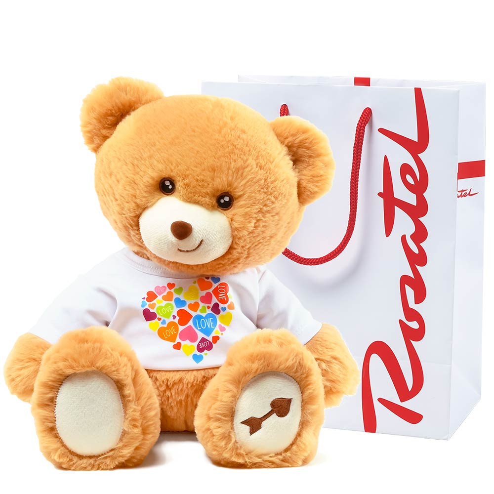 Peluche  Hugo con polo corazones de colores Love