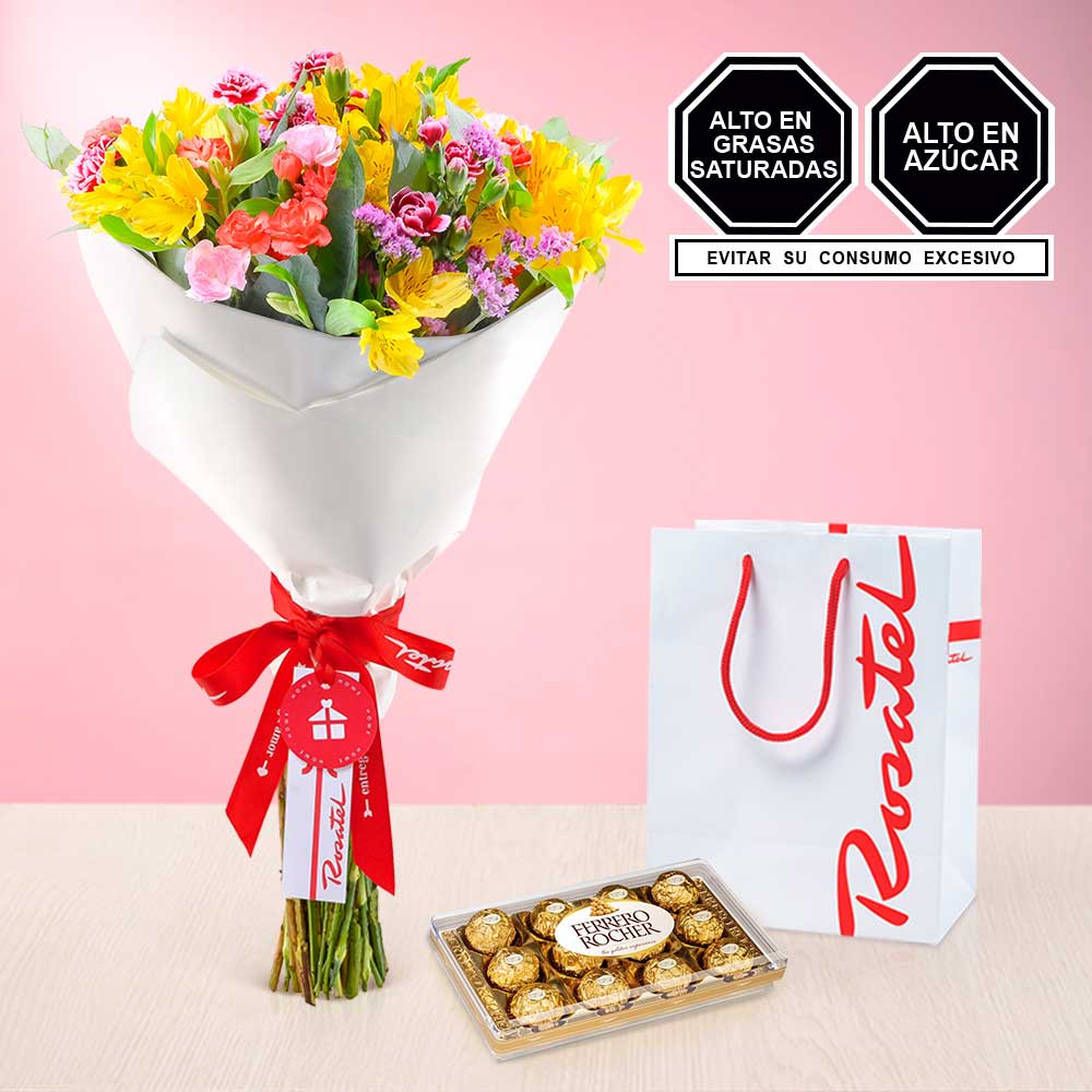 Ramo de Flores y Ferrero Rocher Rosatel