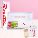 Sorpresas para mi novia caja 6 tulipanes y collar corazón Rosatel