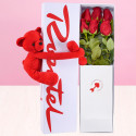 Florería caja 6 rosas rojas y amoroso rojo Rosatel