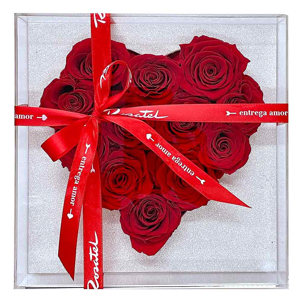 Detalles sorpresa cuadro corazón rosas preservadas Rosatel