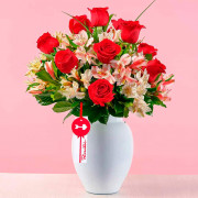 Florero con 10 Rosas Rojas