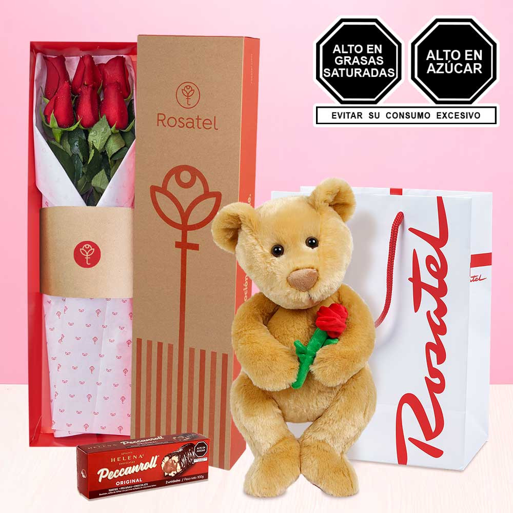 Rosas de amor, peluche Hugo y Peccanroll