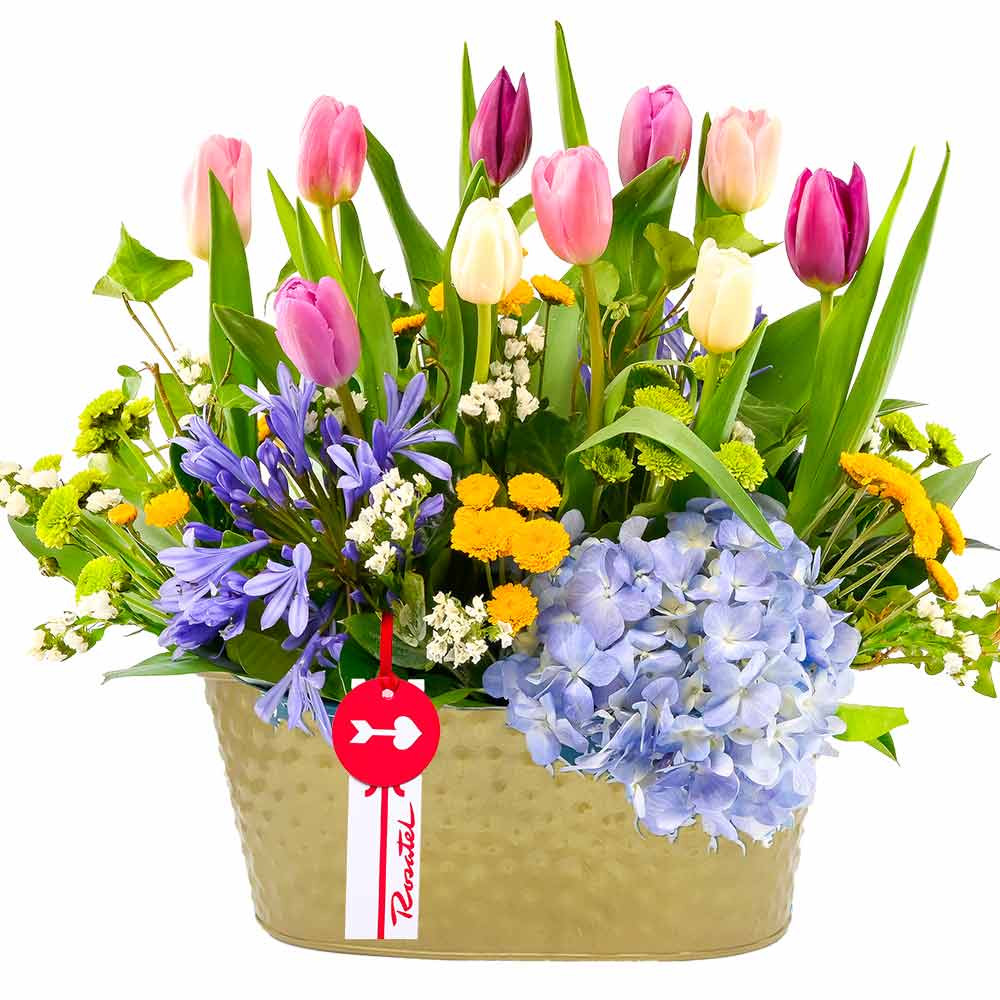 Arreglo Vintage Encanto de Tulipanes Rosatel