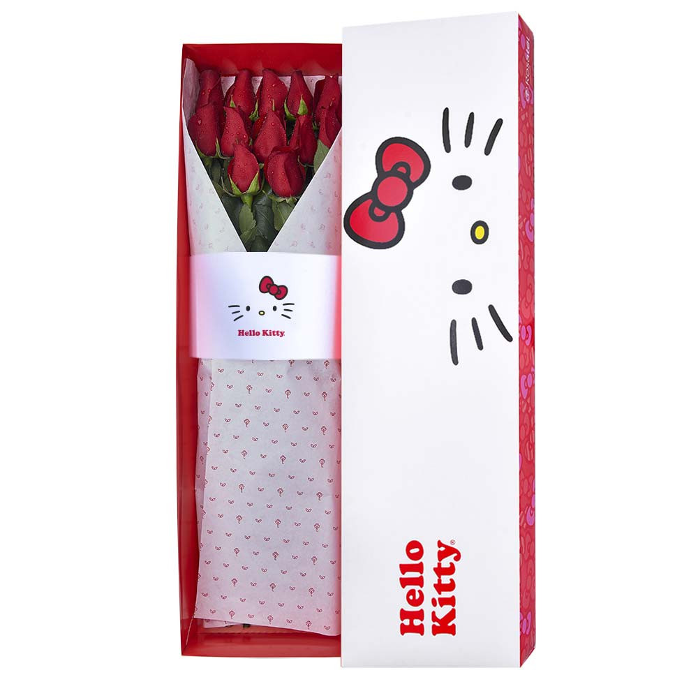 Caja Hello Kitty Lazos con 12 Rosas Rosatel