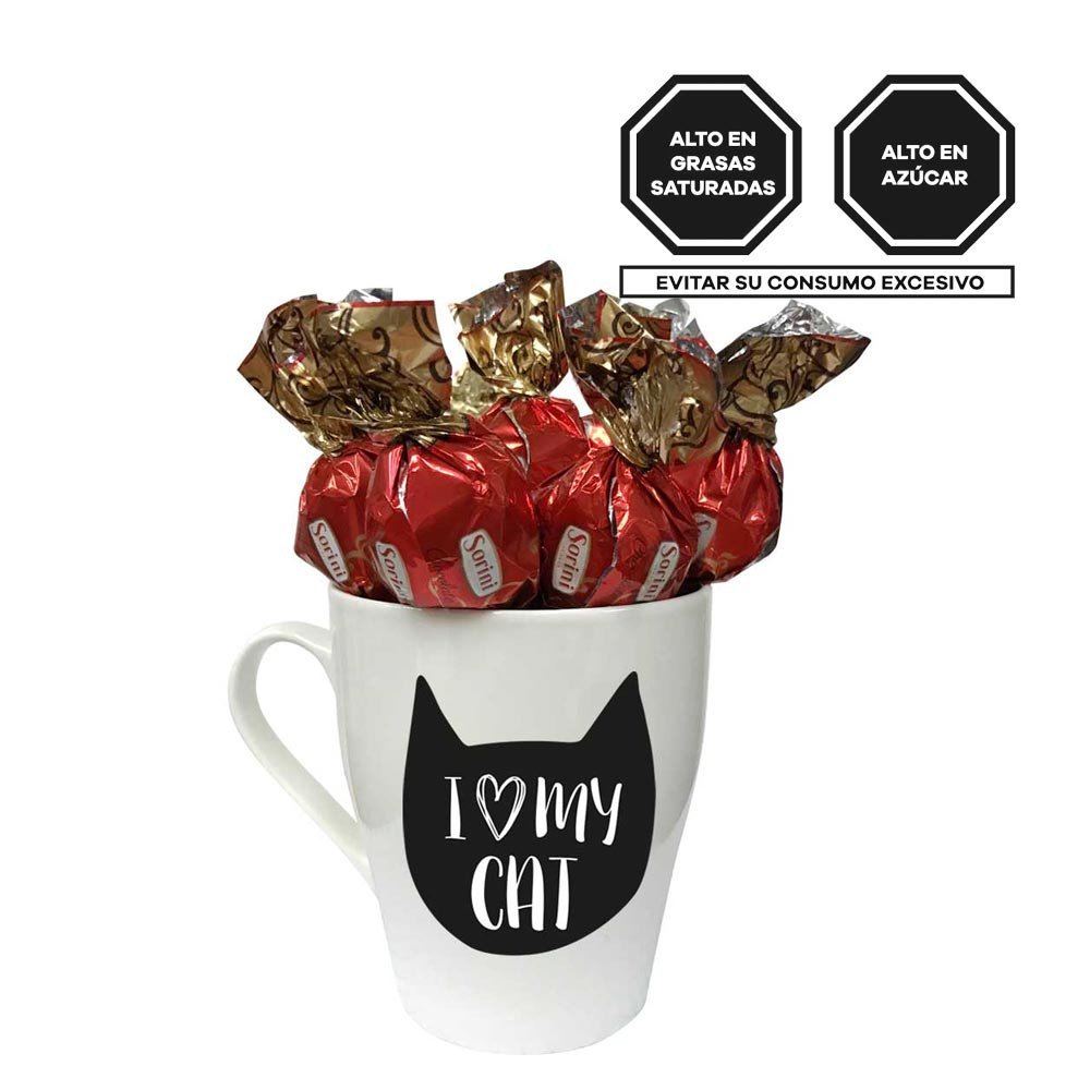 Taza Cat Petlover con bombones Sorini Rosatel