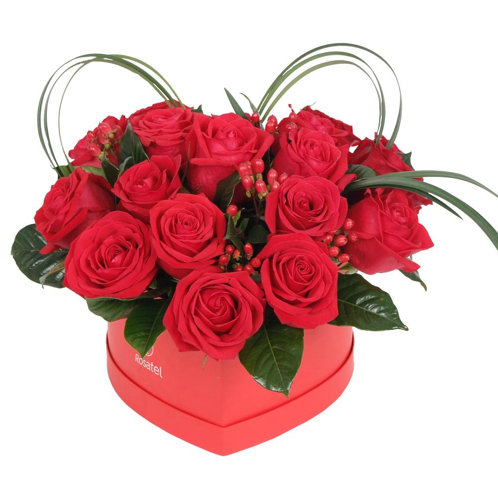 Sombrerera Grande Corazón con 20 Rosas Rosatel