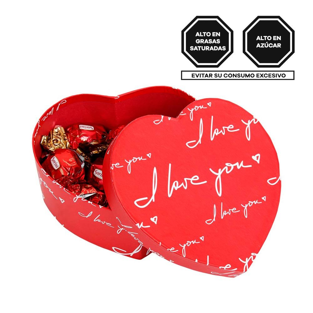 Caja Corazón I love you con bombones Sorini Rosatel