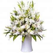 Florero Kero Blanco con Liliums y Flores