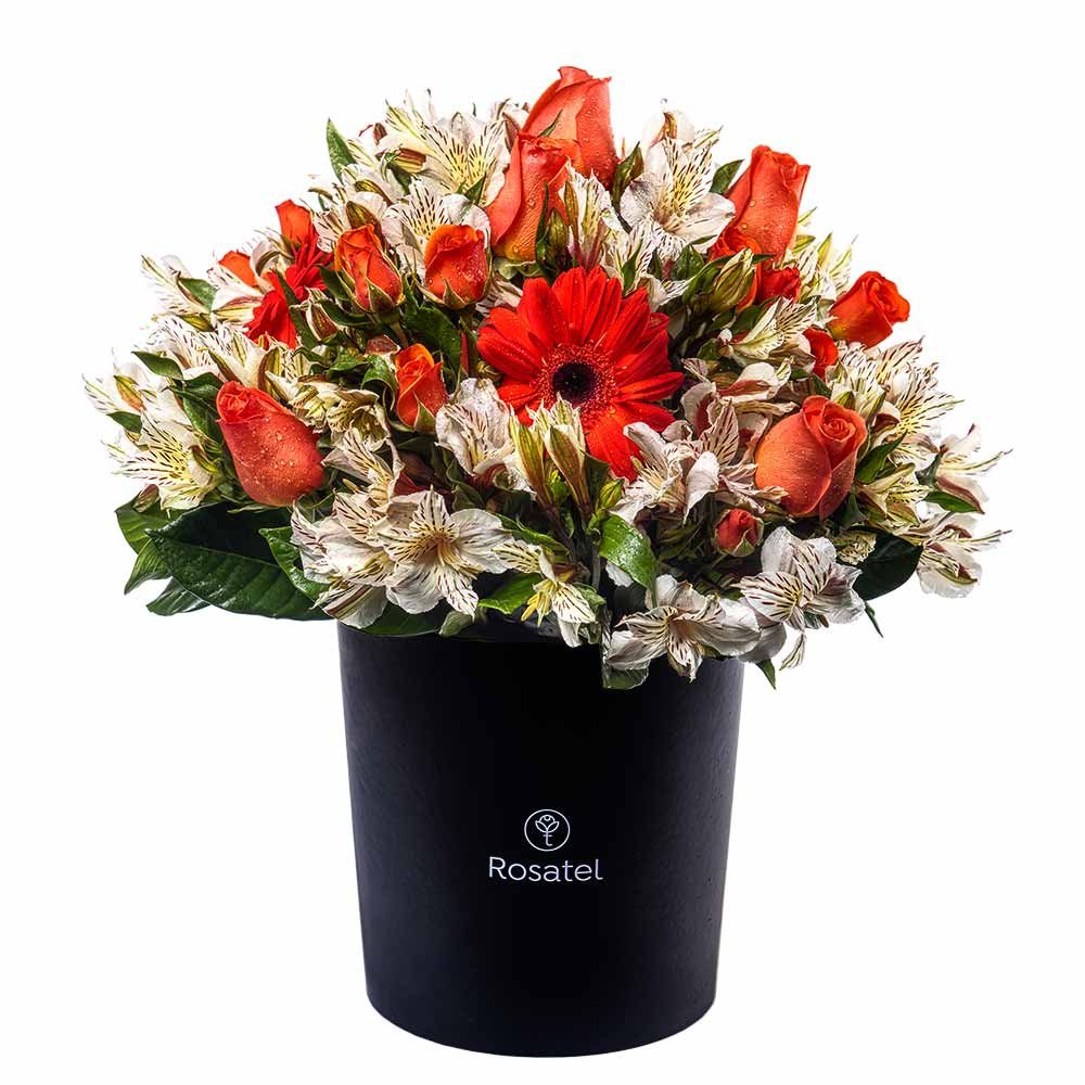 Sombrerera Negra Grande con Rosas y Flores Rosatel