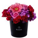 Sombrerera Negra Mediana con 6 Rosas y Flores Rosatel