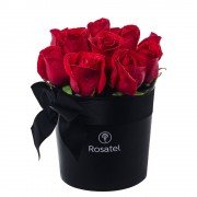Sombrerera Negra Mediana con 12 Rosas