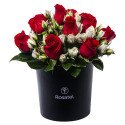 Sombrerera Negra Mediana con 10 Rosas y Mini Rosas Rosatel