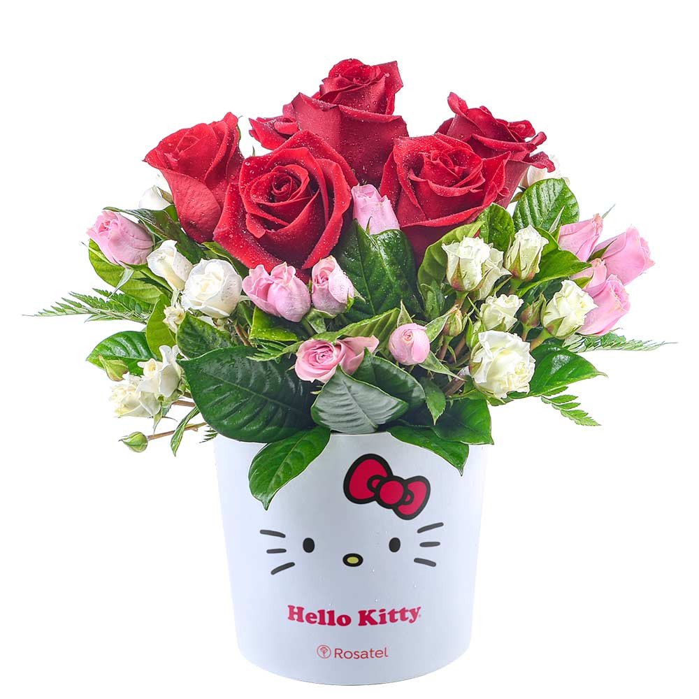 Sombrerera Lazos Hello Kitty con Rosas Mini Rosas Rosatel
