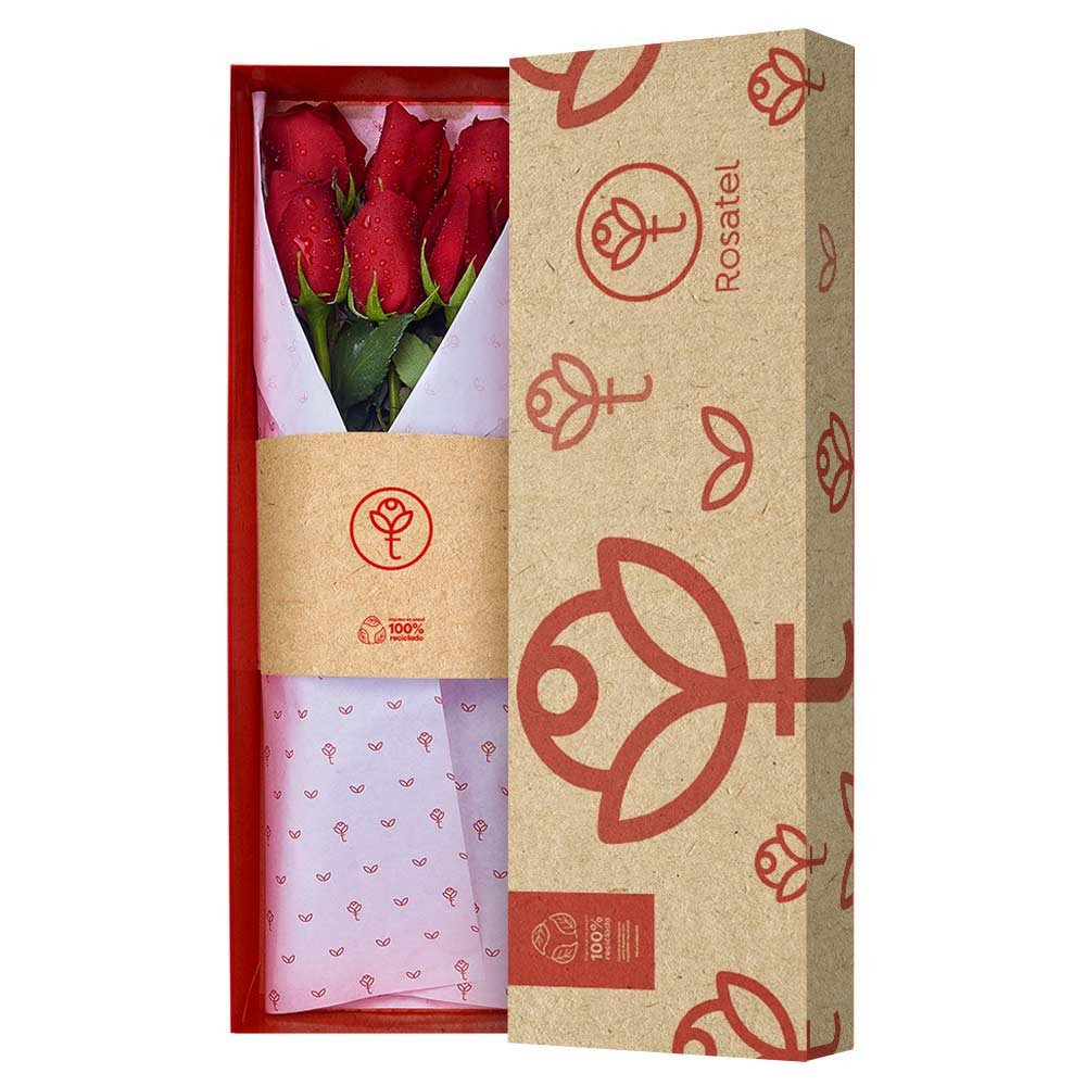 Caja 3R Natural con 6 Rosas Rosatel