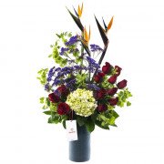 Cerámica Gris con 12 Rosas y Flores