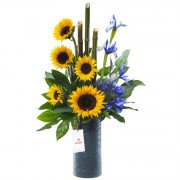 Cerámica Gris con Girasoles Iris y Agapando