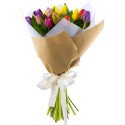 Ramo con 20 tulipanes colores variados en tela Rosatel