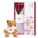 Caja Blanca con 6 Rosas y Hugo Corazón Rosatel