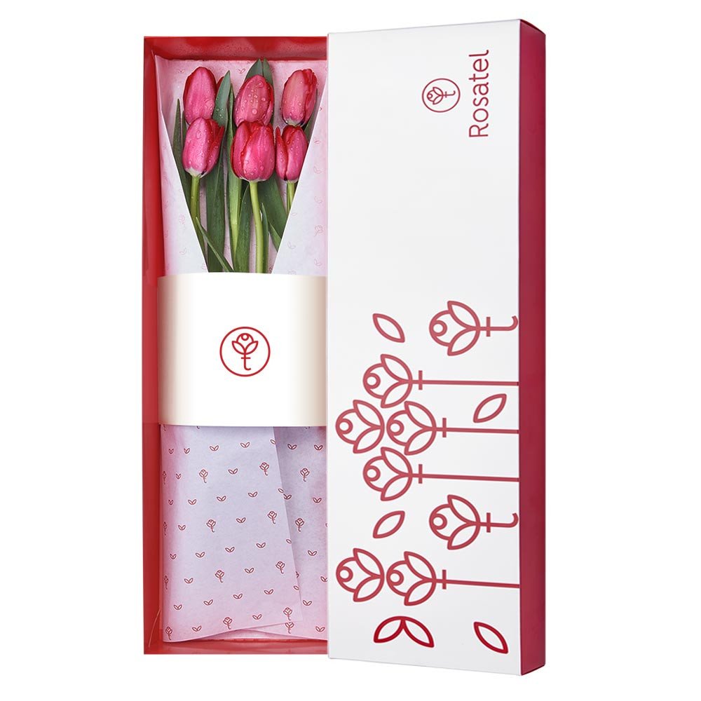 Caja Blanca con 6 Tulipanes Rosatel