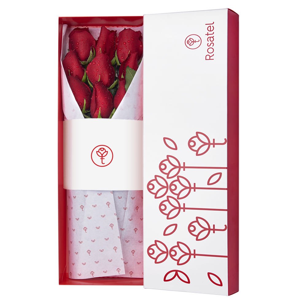 Caja Blanca con 9 Rosas Rosatel
