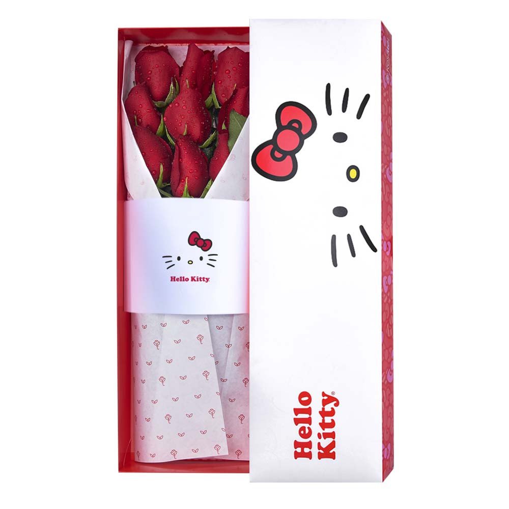 Caja Lazos Hello Kitty con 9 Rosas Rosatel
