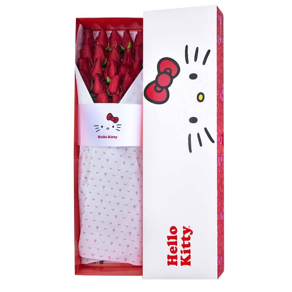 Caja Lazos Hello Kitty con 24 Rosas Rosatel