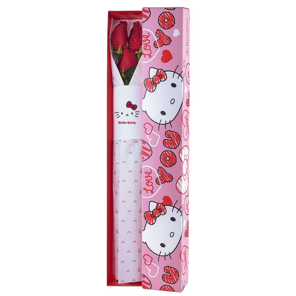 Caja Corazones Hello Kitty con 3 Rosas Rosatel