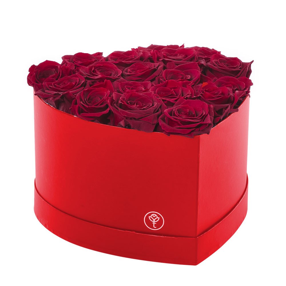 Sombrerera Corazón Roja con 18 Rosas Preservadas Rosatel