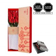 Caja 3R Natural con 25 Rosas y Bombones Sorini