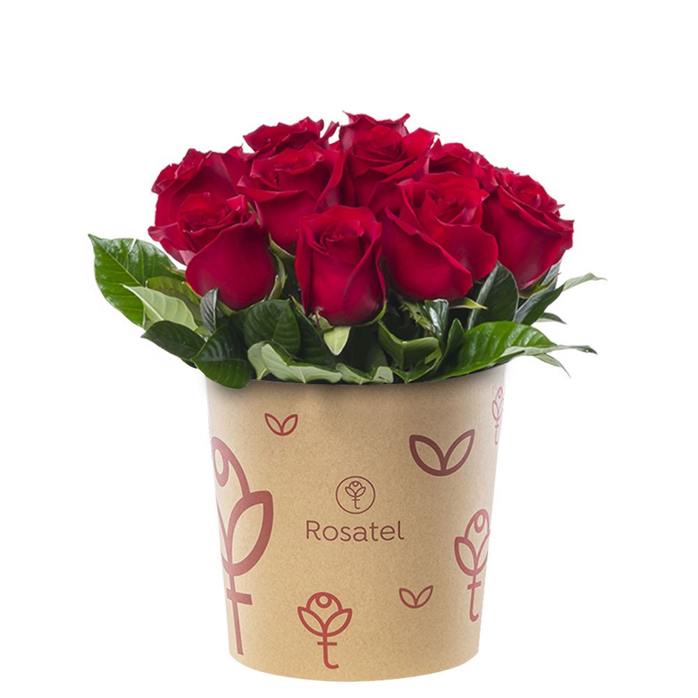 Sombrerera 3R Natural Grande con 15 Rosas y Follajes Rosatel