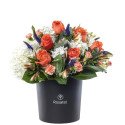 Sombrerera Negra Grande con 10 Rosas y Flores Rosatel