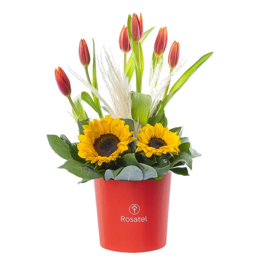 Sombrerera mediana 6 tulipanes en tienda de flores Rosatel Lima