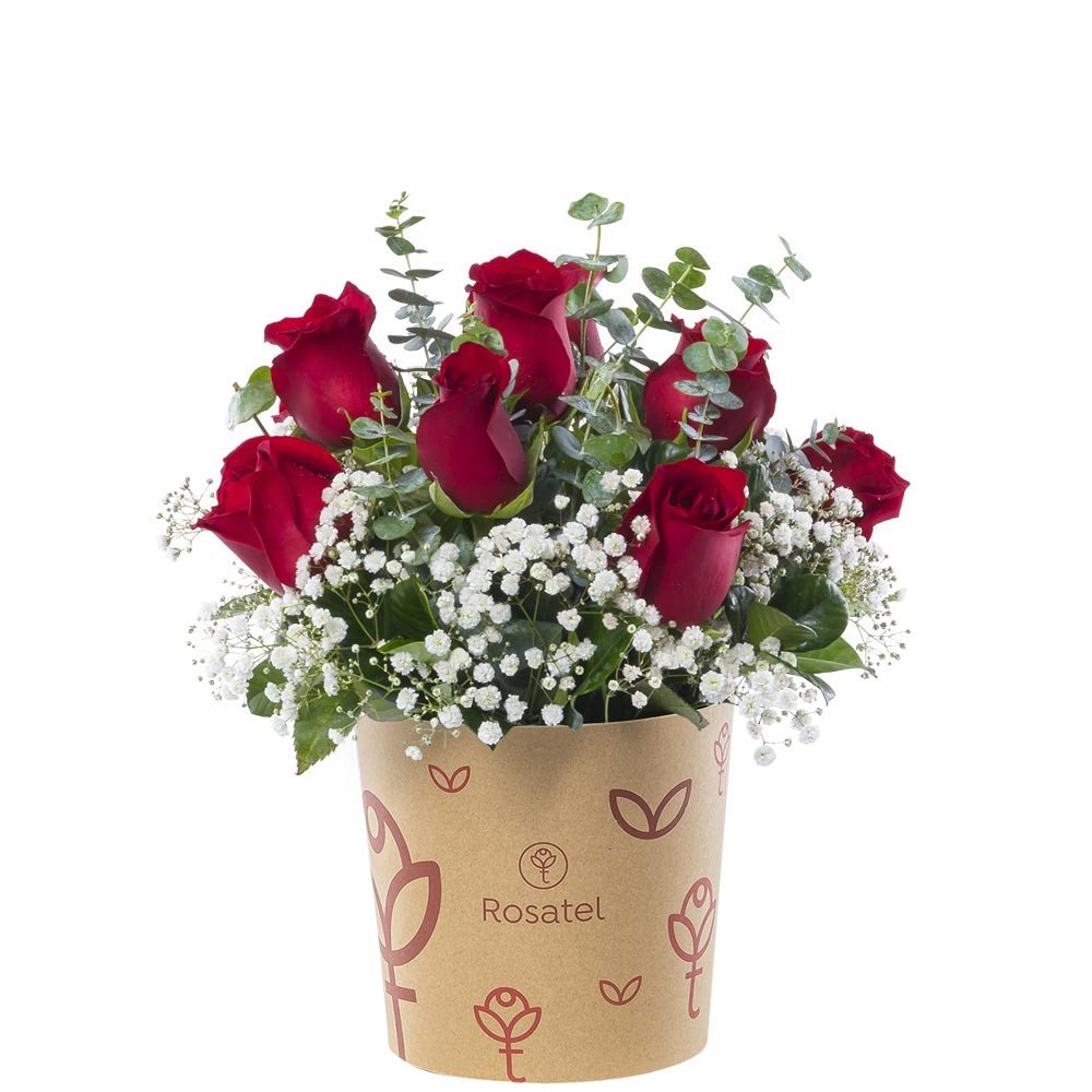 Sombrerera 3R Natural Mediana con 10 Rosas y Flores Rosatel